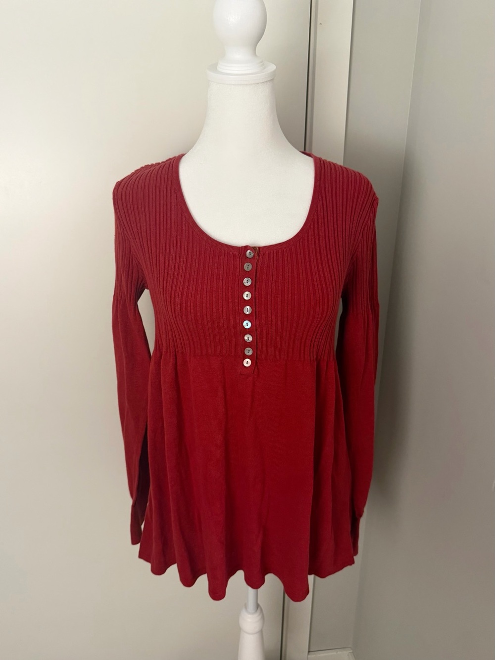 Long Sleeve Babydoll Top in Silk and Cashmere Blend